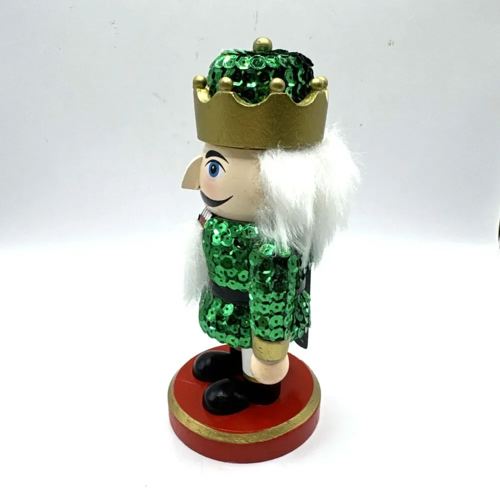 Nutcracker King Green and Green Sequins 7” Christmas